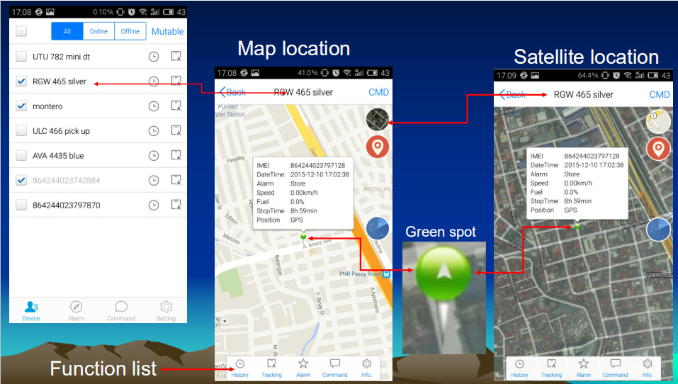 plataforma de software de rastreo gps aplicación android / ios / iphone