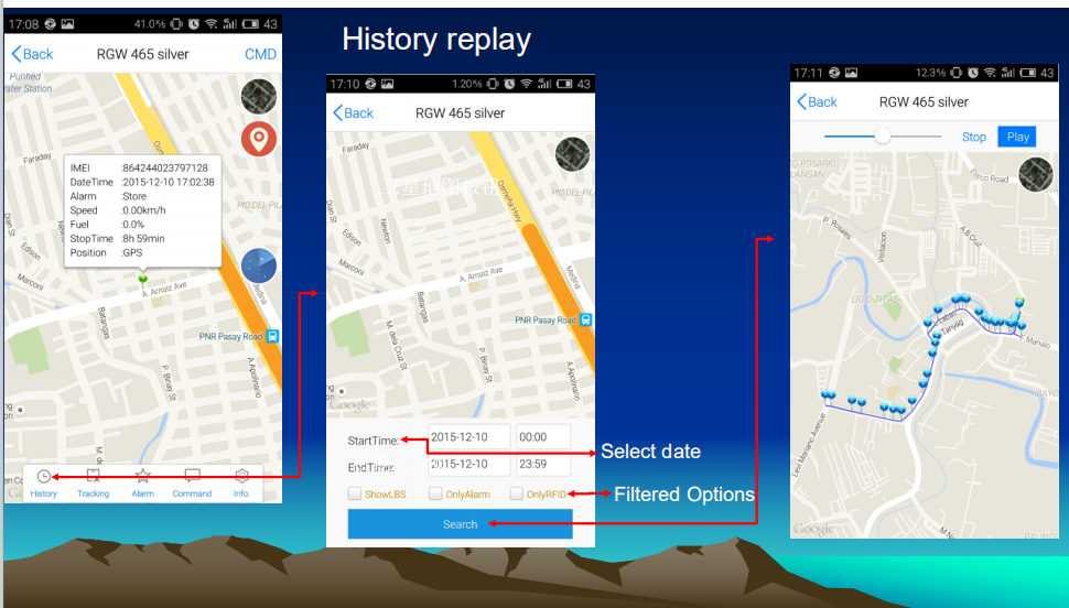 plataforma de software de rastreo gps aplicación android / ios / iphone